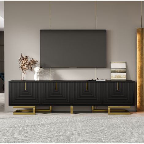 Mueble TV 170x33x33,5 cm blanco y natural, tablero de partículas con LED (1/5)