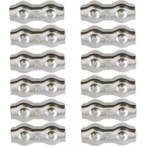 12 bridas para cables de acero M3, 12 unidades, bridas para cables dúplex, bridas para cables de acero inoxidable 304, bridas para cables de alambre de 2 mm, tendedero (1/4)