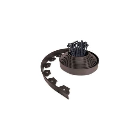 Bordure de jardin en plastique 10m – 30 piquets d'ancrage – Flexible et résistante aux intempéries – Hauteur 50mm – Marron (1/5)