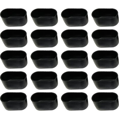 20 Embout de pied, PVC, 40mm x 20mm, Noir, Antidérapant, Pour chaise et table (1/5)