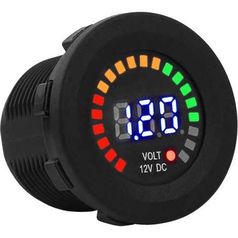 Probador de voltímetro LED, comprobador de voltaje, comprobador de voltaje con pantalla LED de 12 V, con sistema de giro y bloqueo para barcos, vehículos, motocicletas, camiones, automóviles y autocar (1/5)