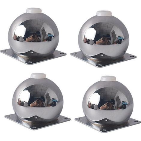 Pieds de meuble en acier au carbone – Lot de 4 – Hauteur 8 cm – Couleur argent – Pour canapés, tables basses et meubles TV (1/5)