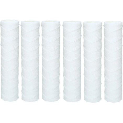 6x Cartouche Sédiment Bobinée pour l'osmose inverse, l'eau alimentée par le pôle et la filtration des particules - 50 microns