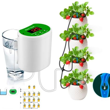 1 Système d'arrosage goutte à goutte, rechargeable USB, minuterie automatique, 12 plantes, intérieur (1/5)