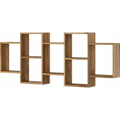 Modernes Hänge- oder Standregal für Wohnzimmer, Schlafzimmer und Esszimmer, Eiche Wotan (1/5)