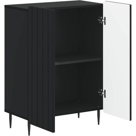 Meuble de Rangement pour Salle de Bain - Armoire de Toilette sur Pied, Style Industriel Noir, avec Étagères Ajustables et Portes, Meuble de Salle d'Eau Moderne et Fonctionnel (1/5)
