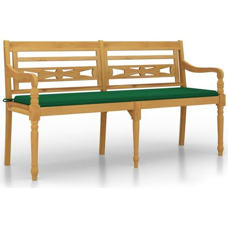 Maison Exclusive - Batavia-Bank mit Grünem Kissen 150 cm Massivho