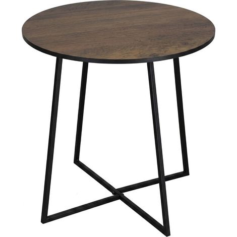 Tavolino Ausiliario Loft Design Industriale Metallo Legno Soggiorno 40x40cm (1/5)