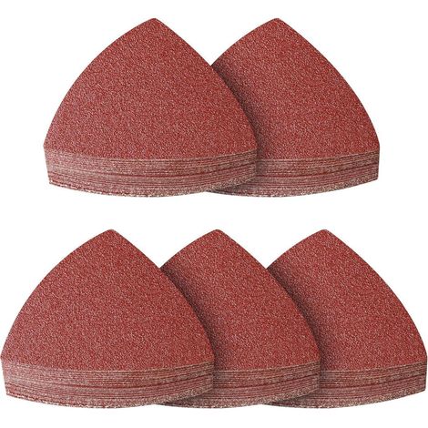 90 Stück Schleifpapier Dreieck 80 Körnung 93mm Klett für Multischleifer Holz Metall (1/5)