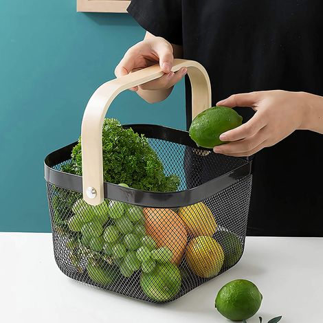Skandinavischer Obstkorb aus Metall – schwarz (1/5)