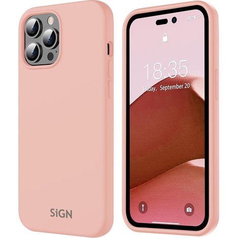 Custodia in silicone liquido per iPhone 14 Pro Max - rosa sabbia