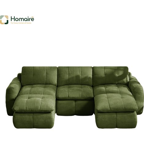 Canapé modulable en chenille vert avec accoudoirs 264 x 160 x 68 cm HOMAIRE (1/5)