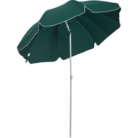Parasol inclinable octogonal de jardin Ø 2 m métal polyester vert (1/5)