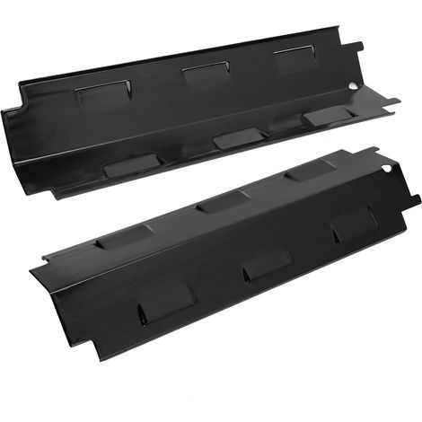 Diffuseurs de Chaleur, 2Pcs Plaques Chauffantes pour Gril à Gaz, Plaque Chaleur Barbecue Universelle Pièces de Rechange, pour en Acier en Porcelaine pour Bouclier Thermique Noir (371 X 108 mm) (1/5)