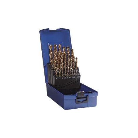 Juego  de brocas  espirales DIN338  Tipo VA  D.1-13x0,5mm  HSS-Co5 vapor.25pzs.Est.plást.TECWERK (1/3)