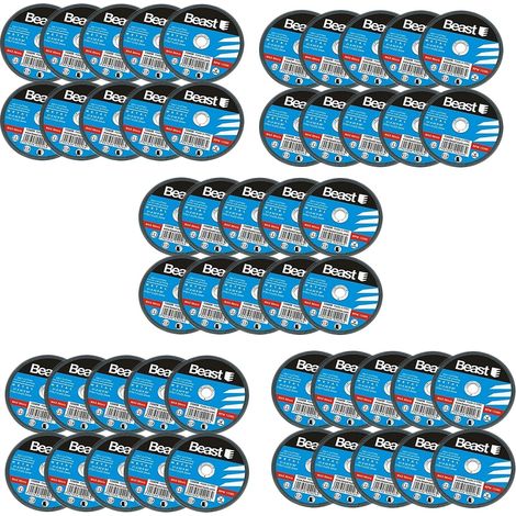 Lot de 50 disques à tronçonner 125 x 1.6 x 22.2 mm – Pour acier et métaux – Régime max 13280 tr/min – Coupe fine et précise – Beast