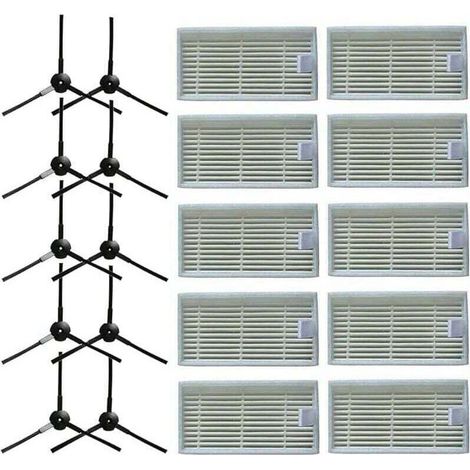 10 brosses latérales + 10 filtres HEPA pour , XU,aspirateur robotique Lidl SilverCrest SSR 3000 A1 - KZQ (1/4)