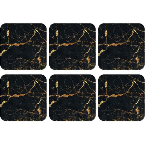 SOTTOBICCHIERI Set di 6Oro - Marmo - Glitter - Lusso 10x10 cm (1/5)