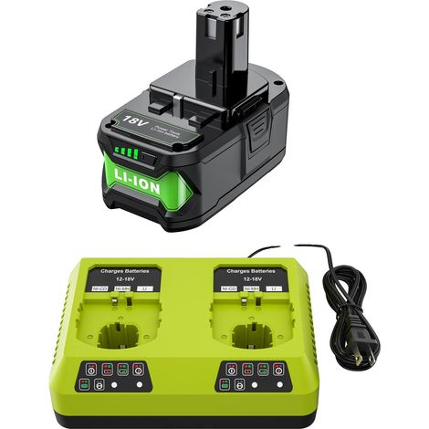 Remplacement de batterie, capacité 8000mAh, lithium-ion, compatible avec Ryobi, 1X8.0 Avec 6AChargeur (1/2)