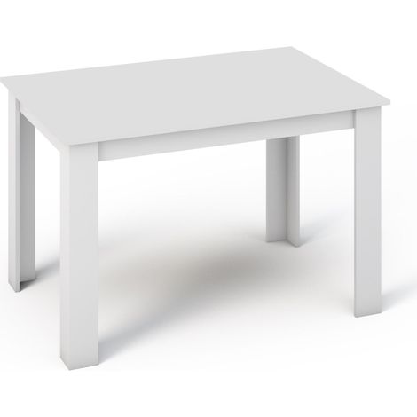 Table à Manger KONGO Blanc - Résistante aux rayures et à l'humidité - 120 x 80 x 75 cm (1/2)
