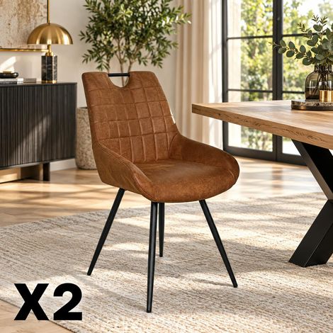 Chaise marron effet vieilli à poignée intégrée (lot de 2) MALMOE (1/5)