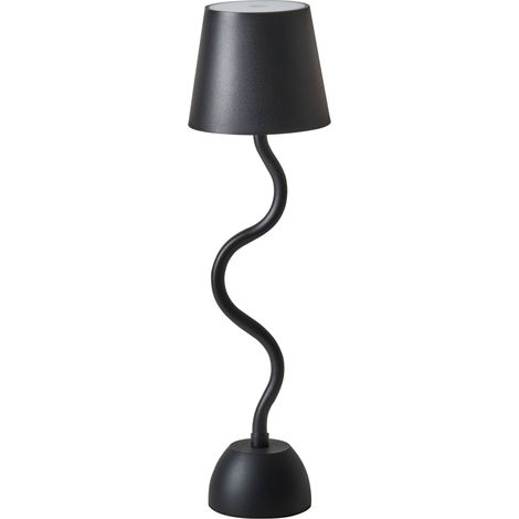 Lampada da tavolo in alluminio nero con interruttore a sfioramento e cavo di ricarica USB senza fili Vouga