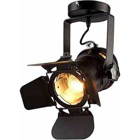 Projecteur de plafonnier rétro E27, applique murale/plafonnier de style industriel, suspension métallique réglable (type fixe). (1/3)