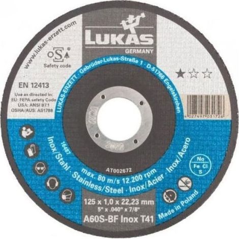 Disque De Meuleuse - 115 X 1 0 X 22 Mm - Pour Acier Inoxydable - T1A - Lot De 1