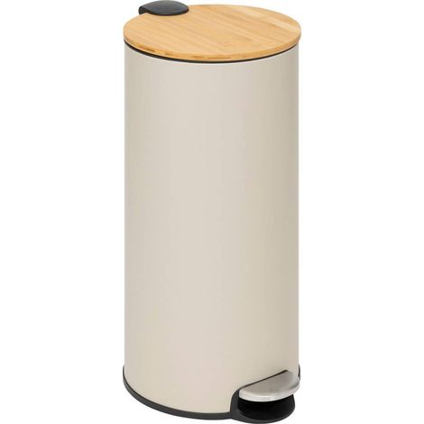 Cestino per rifiuti con coperchio in bambù da 30l colore moderno beige - 5five