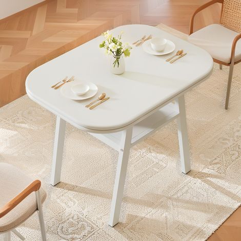 Kleiner Esstisch - 80 × 60 × 76 cm - Küchen-/Esstisch - Für kleine Räume mit 4–6 Personen - Weiß