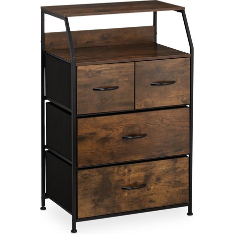 Cassettiera a 4 cassetti moderna stile industriale 100 x 40 x 80 cm ampio spazio di archiviazione in MDF nero 130010907