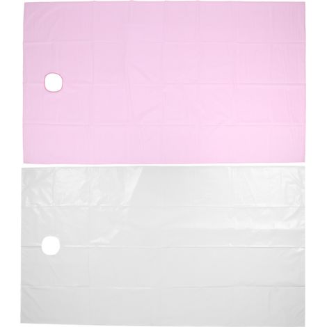 Draps de salon de beauté avec trou pour respirer le visage, housse de table de soins SPA, fournitures de massage (blanc rose) (1/5)
