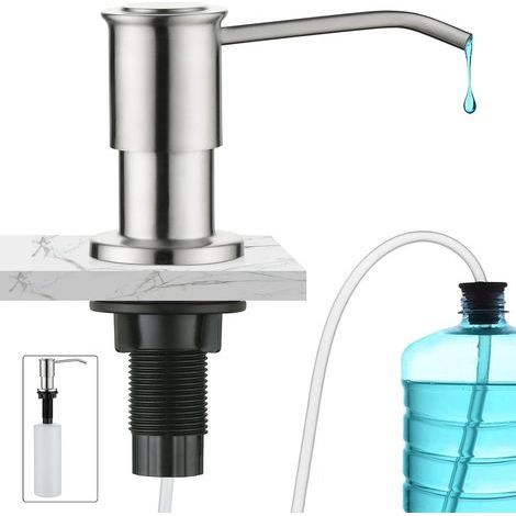 Unterbau-Seifenspender, Edelstahl-Seifenspender für die Küchenspüle, Einbau-Seifenspender mit 500-ml-Flasche und Nachfüllfunktion von oben (1/5)