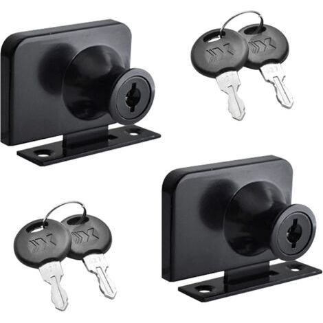 Lot de 2 Verrous de Porte en Verre en Alliage de Zinc pour Porte de Placard en Verre avec Clé Double Verrou d'Ouverture pour Porte en Verre de 3 à 7 mm d'Épaisseur (Noir Mat) (1/5)