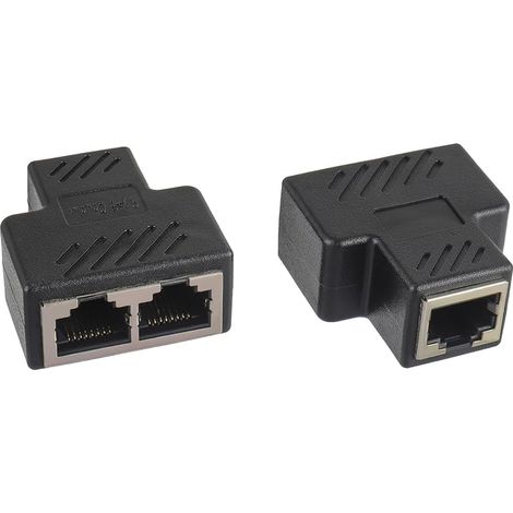 Doubleur RJ45, RJ45 Splitter Adaptateur 1 à 2 Ethernet Splitter Double Socket pour Câble Cat5 Cat5e Cat6 Cat7(Paquet de 2) (1/5)