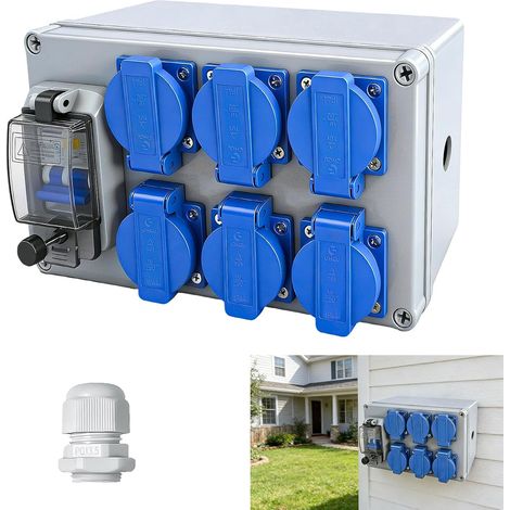 Coffret Tableau Electrique, tableau electrique avec disjoncteur 16A et disjoncteurs electriques, 6 230V Coffret Chantier Repartiteur Mural mural Distributeur electrique IP44 prise tableau electrique (1/5)