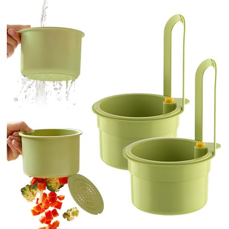 Passoire d'évier multifonctionnelle, panier filtre suspendu pour robinet, panier d'évacuation pour linge (vert, 2 pièces)