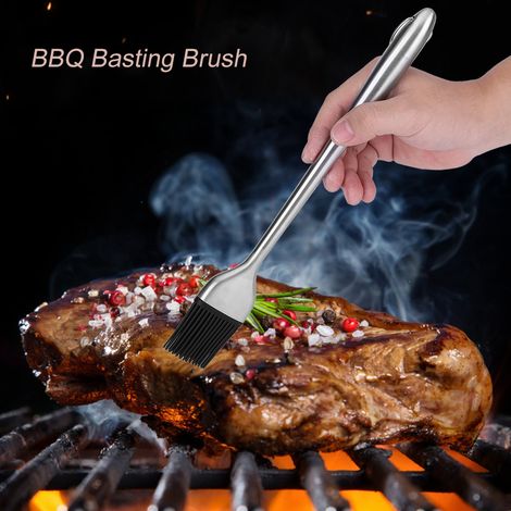 Pinceau à badigeonner pour barbecue avec manche en acier inoxydable et tête en silicone (30 cm) (1/5)