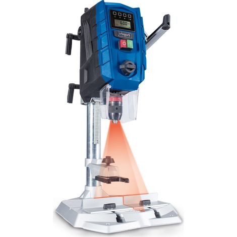 Scheppach Perceuse à colonne DP60 – 710 W – Vitesses variables 170-880/490-2600 min-1 – Course de perçage 100 mm – Ecran digital – Lumière LED et laser – Mandrin 1,5-13 mm (1/5)