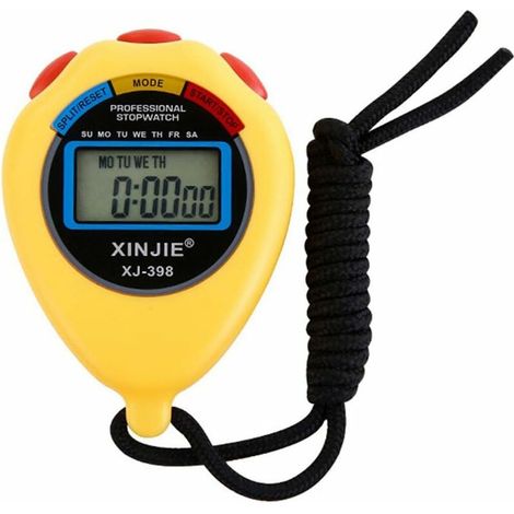 Chronographe avec écran LCD et chronomètre, Jaune (1/4)