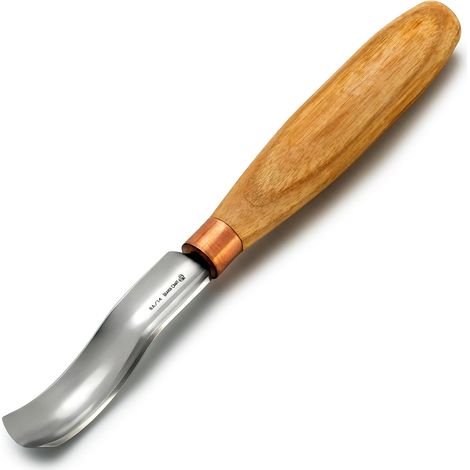 1 - Gouge Courbée - Ciseau À Main - Outil De Sculpture Sur Bois - Pour Cuillère Et Travail Manuel - Acier Carbone - Manche En Frêne - 1,4cm