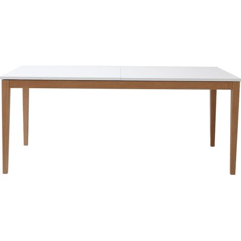 Miliboo – Table à manger extensible blanche 180-260 cm – Pieds en chêne – Rectangulaire pour 10 couverts – Design scandinave élégant