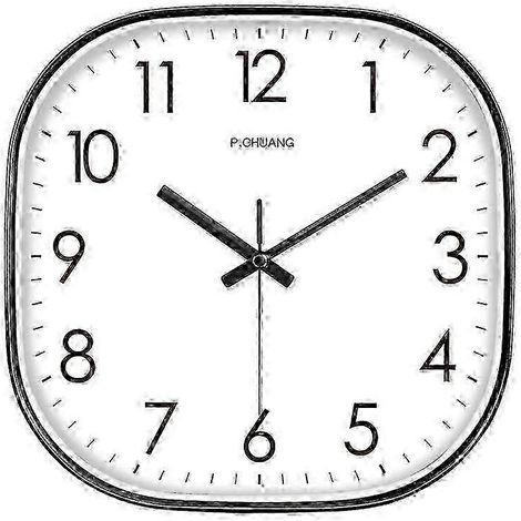 12 Inch Black Square Wall Clock Silent & Non-Ticking Modern Wall Clock Operated for Living Room Bedroom Kitchen Office Clock Wall Decoration (30 cm/ 1 (1/4)