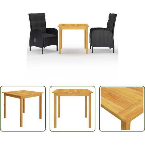 Chaise de jardin - Ensemble à manger de jardin 3 pcs Noir (1/5)