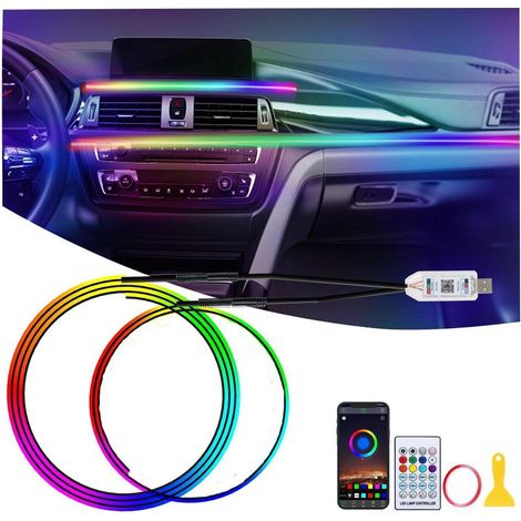 Éclairage intérieur LED voiture Acrylique RGB 16M couleurs, 210 modes, contrôle APP USB (1/5)