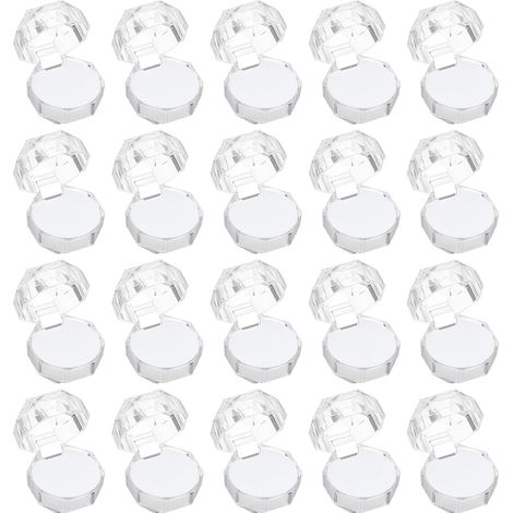 Cajas de plástico transparente para anillos de 3,8 x 3,8 cm (1,5" x 1,5"), 20 unidades Incluye estuche para anillos de compromiso, pendientes de cristal y joyero con inserto de espuma para ceremonias 
