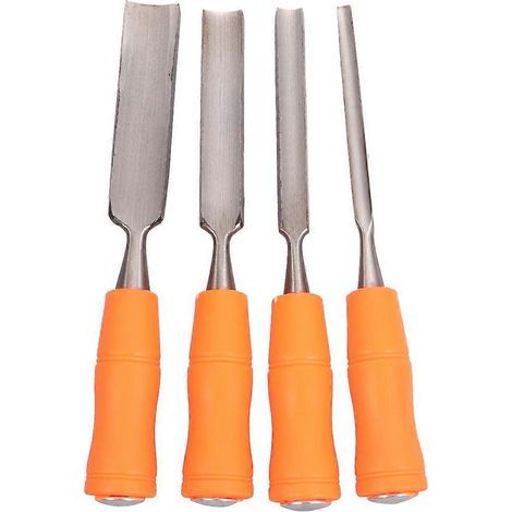 Ensemble de 4 outils de sculpture sur bois à main : ciseau en acier, spatule plate (gouge à ouverture extérieure de 6 mm + gouge à ouverture extérieure de 12 mm + gouge à ouverture extérieure de 18 mm (1/3)