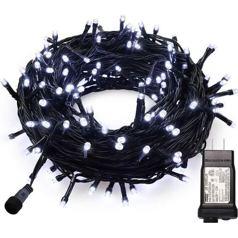 Guirlande lumineuse extérieure 10m 100 LED blanc véritable, étanche avec minuterie et mémoire, décoration Noël jardin terrasse (1/4)
