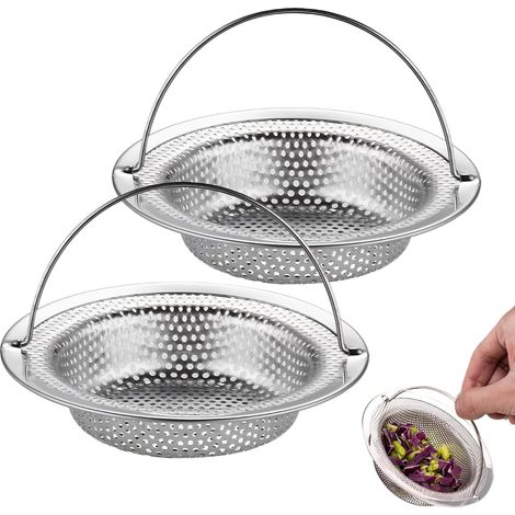 2 Pièces Filtre Évier, Acier Inoxydable 304, Poignée Relevable, Grille Anti-blocage, Cuisine Salle de Bain (1/5)