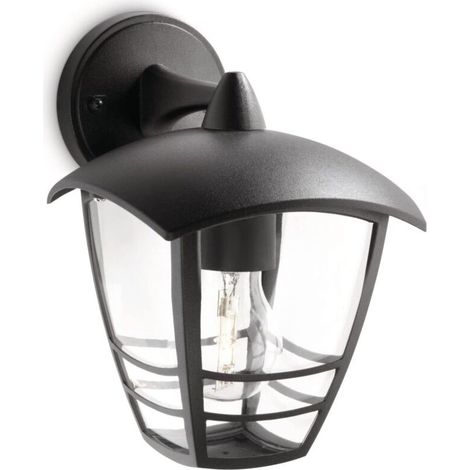 Applique orientable noire 240 mm – IP44, E27, blanc chaud – Éclairage porche